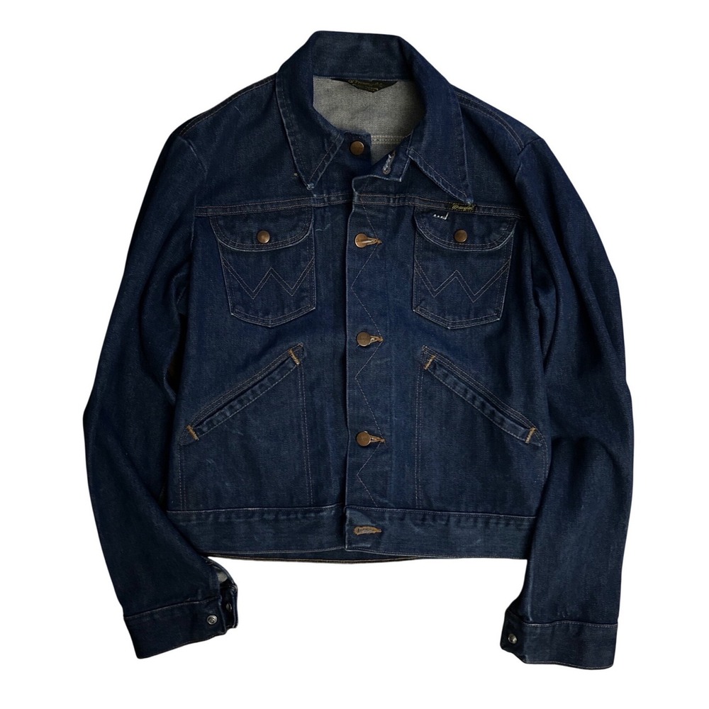 Vintage Wrangler No-Fault Denims Trucker Jacket Dark Wash Made in USA Blue